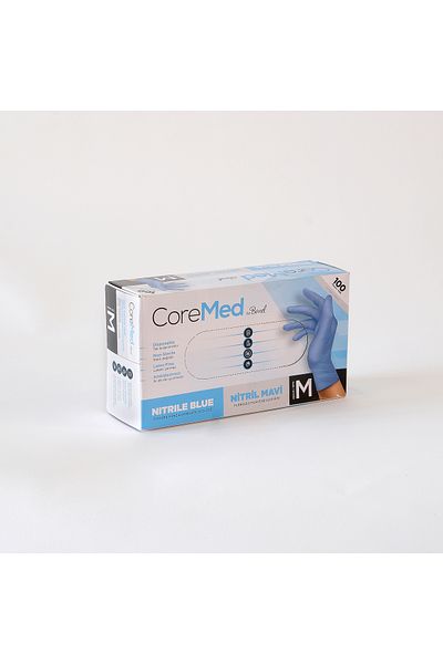 COREMED 100 Pieces Nitrile Blue Exam Gloves - m Pack 1 Bimel