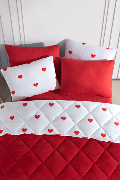 Otelonia Çift Kişilik Wellsoft Yorgan Uyku Seti Çift Taraflı Lastikli Çarşaflı 4 Yastık Kılıflı 6 Parça Set