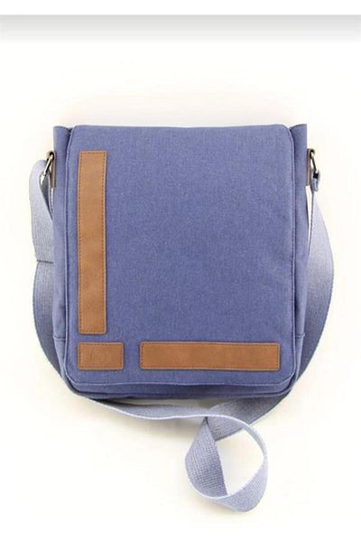 QUB CLUB Canvas Blue Waterproof Postman Work School 13&14 Document Τσάντα Laptop (ΔΩΡΟ ΧΕΡΙΟΥ)