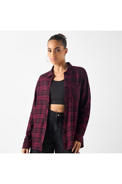 Lee Cooper Relaxed Fit Checked Shirt with Long Sleeves