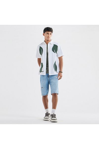 FAV Leaf Applique Detail Shirt with Short Sleeves