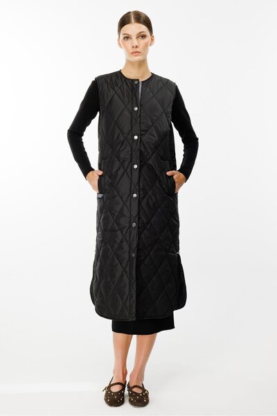 Micca MRN Çizgi Detaylı Zamansız Kapitone Yelek.-Siyah