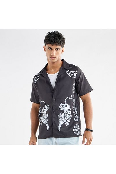 FAV Regular Fit Printed Shirt with Short Sleeves