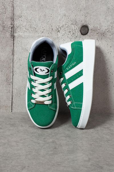 L.A Polo 503 Green Color White Sole Lace up Casual Women's Sneakers