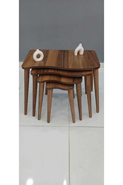 deniss home Dörtlü  Ahşap  Mdf  Zigon Sehpa S Model Kahverengi