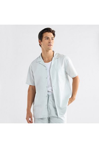 FAV Regular Fit Shirt with Camp Collar and Short Sleeves