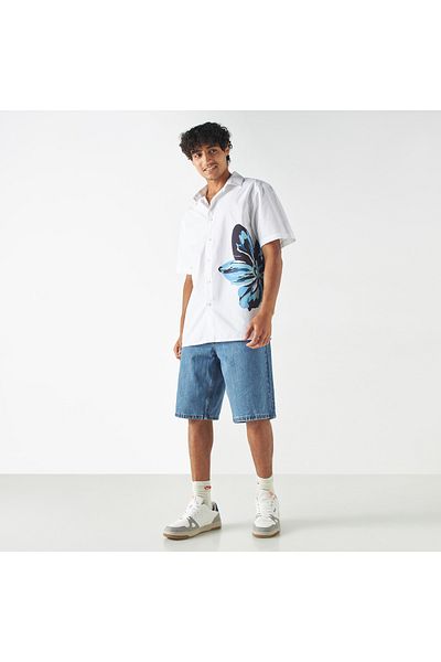 Lee Cooper Floral Print Shirt with Short Sleeves