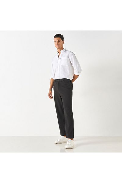 Iconic Solid Regular Fit Shirt with Long Sleeves and Pocket