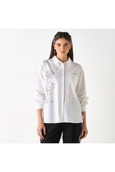 SP Characters Sakura Haruno Embellished Shirt with Long Sleeves and Pocket