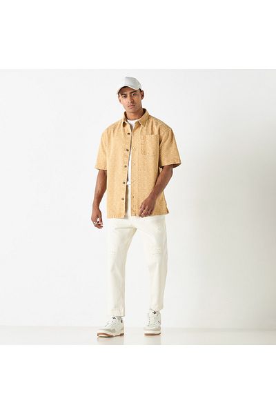 Lee Cooper Textured Relaxed Fit Shirt with Short Sleeves
