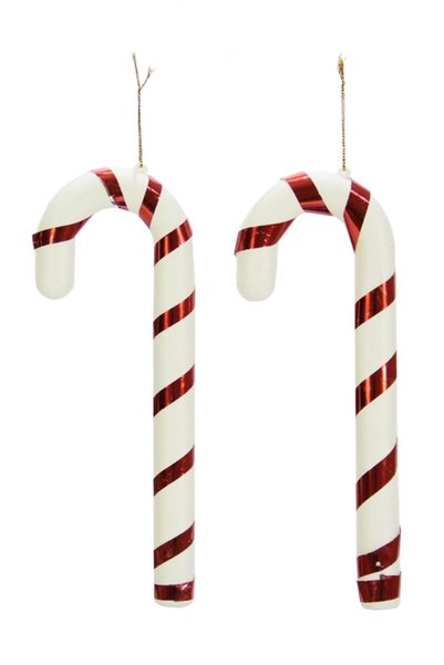 Patladı Gitti Christmas Tree Decoration Walking Stick 2-Piece 22 cm Red Candy...
