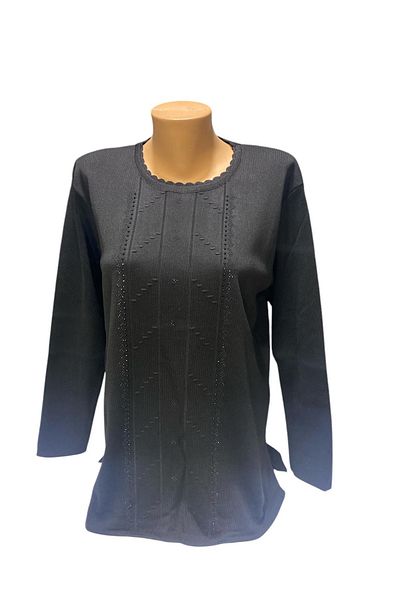 BURSPA Pulover de iarnă pentru mama cu gât rotund, cu detaliu de broderie de piatră perlat