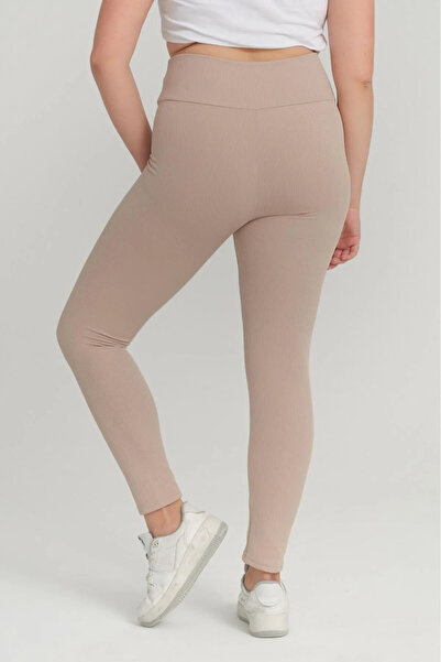 MİRA BUTİK Kadın Büyük Beden Şardonlu Yüksek Bel Toparlayıcı Kışlık Tayt