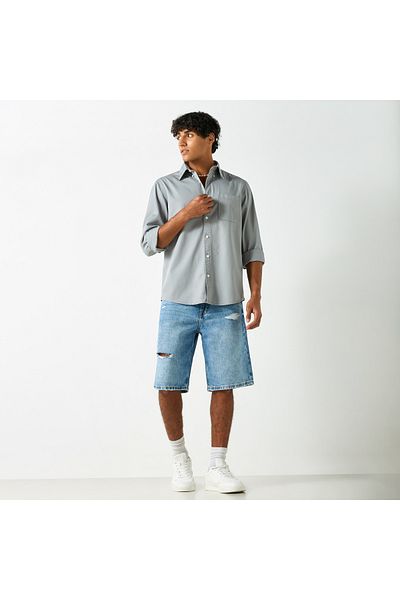Lee Cooper Solid Shirt with Pocket and Long Sleeves