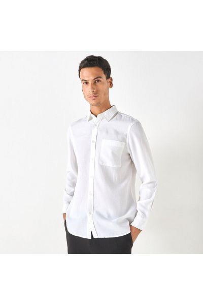 Iconic Solid Regular Fit Shirt with Long Sleeves and Pocket