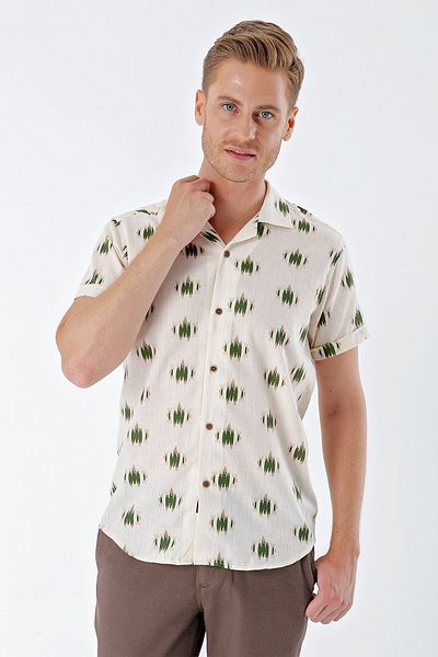 İmza Cămașă casual, cu mânecă scurtă, cu guler apache, fără buzunar, 100% bumbac, cu mânecă scurtă1004230159