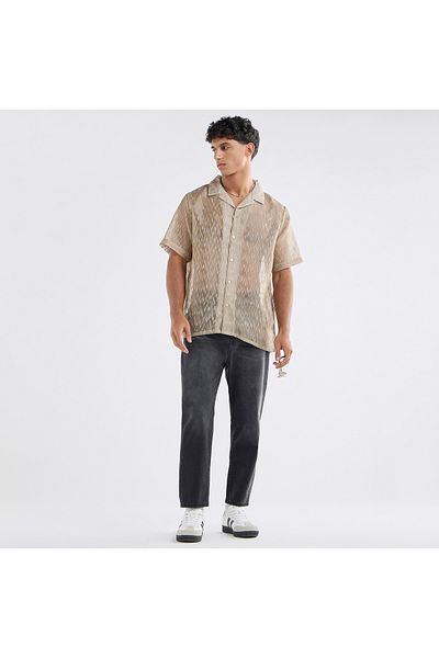 FAV Regular Fit Textured Shirt with Short Sleeves