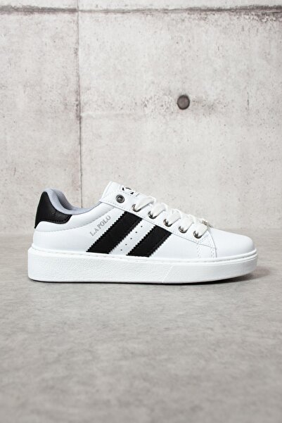 L.A Polo 503 White Black Color White Sole Lace up Casual Women's Sports Shoes