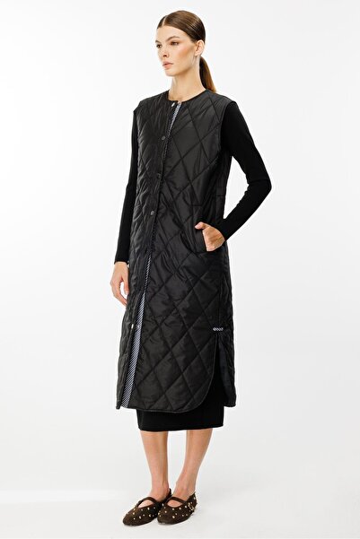 Micca MRN Çizgi Detaylı Zamansız Kapitone Yelek.-Siyah