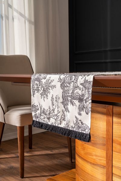 Alseko Concept Black Tasseled, English Peasants Pattern 40X140Cm Runner