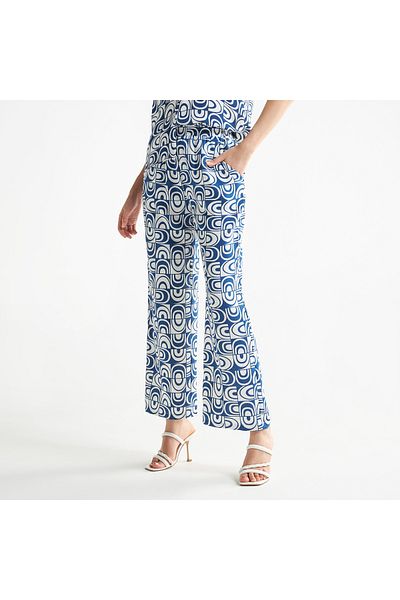 FAV All-Over Print Wide Leg Pants with Elasticated Waistband and Pockets