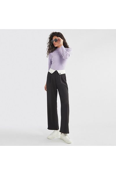 FAV Plain Wide Leg Pants with Pleat Detail and Pockets
