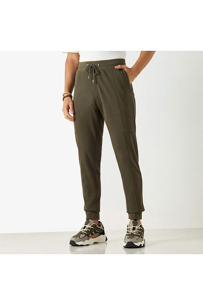 Iconic Solid Slim Fit Joggers with Drawstring Closure and Pockets