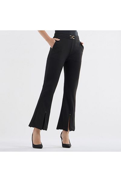 FAV Solid Flared Pants with Flexi Waist and Slit Detail