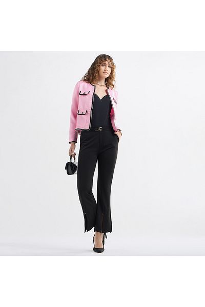 FAV Solid Flared Pants with Flexi Waist and Slit Detail