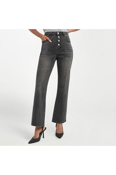 FAV Solid Flared Leg Jeans with Pockets