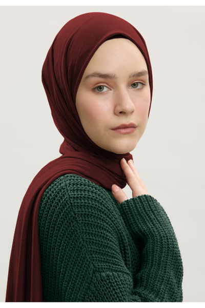 Mesa Charm شال نسائي من القطن الممشط باللون العنابي