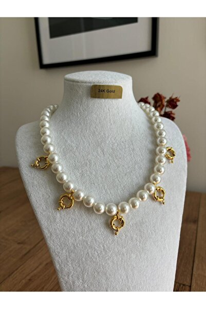 Uno Di Famiglia 5 'i Bir Arada Cam Inci Kolye , Altın Takılan Cam Inci Kolye(...