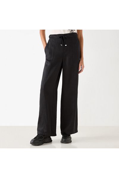 Lee Cooper Solid Wide Leg Pants with Drawstring Closure and Pockets