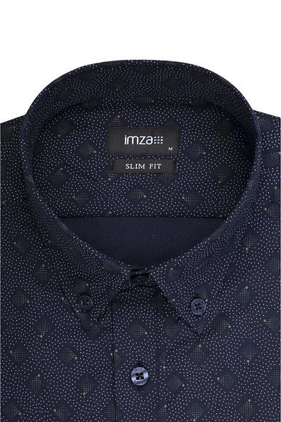 İmza Dark Khaki Long Sleeve Printed Button Collar Slim Fit Slim Fit Classic Shirt1004220274