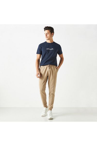 Iconic Solid Joggers with Drawstring Closure and Pockets