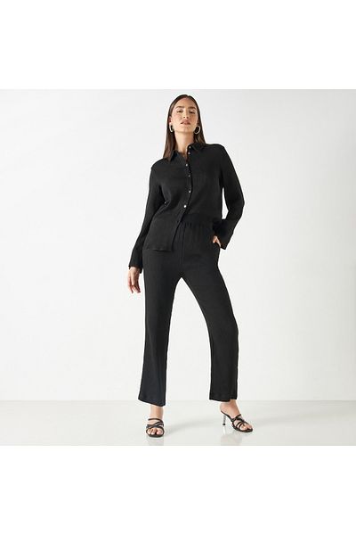 Iconic Textured Pants with Elasticated Waistband and Pockets