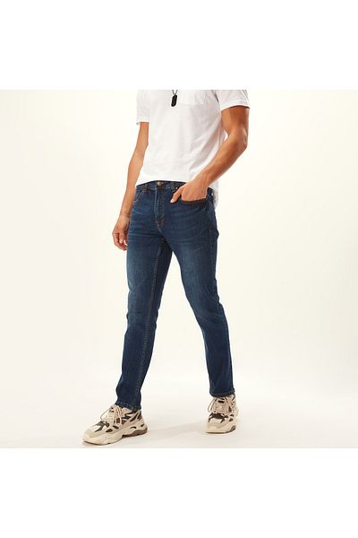 Lee Cooper Slim Fit Plain Mid Waist Jeans with Pocket Detail