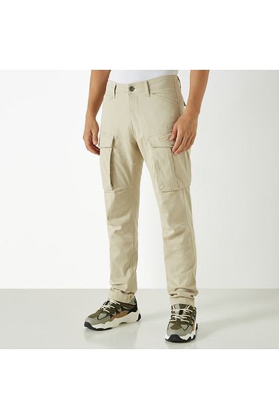ECKO Unltd Solid Relaxed Fit Cargo Pants with Pockets