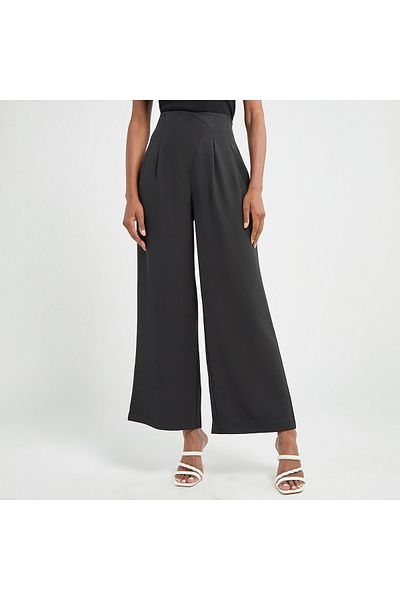 FAV Solid Wide Leg Pants with Pockets