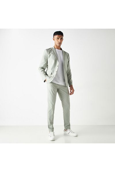 Iconic Solid Trousers with Button Detail and Pockets