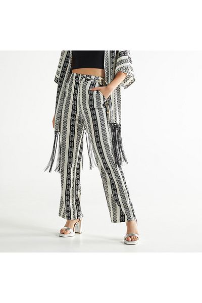 FAV All-Over Print Wide Leg Pants with Semi-Elasticated Waistband and Pockets