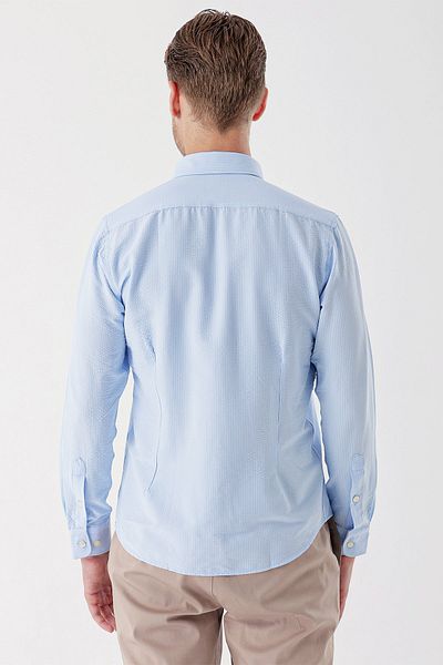 İmza Cămașă clasică slim fit, cu mânecă lungă în dungi, albastru închis, fără buzunar1004230233