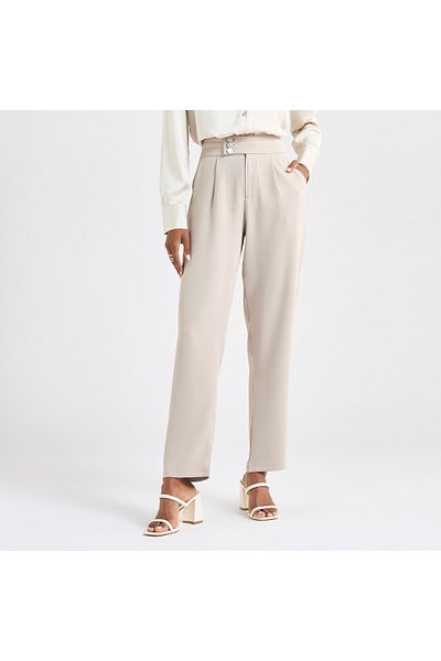 FAV Solid Straight Cut Pants with Pockets