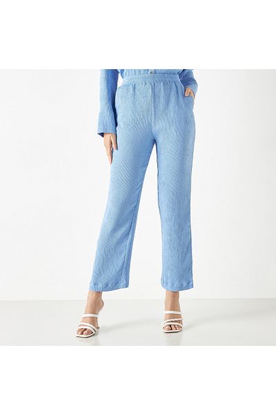 Iconic Textured Pants with Elasticated Waistband and Pockets