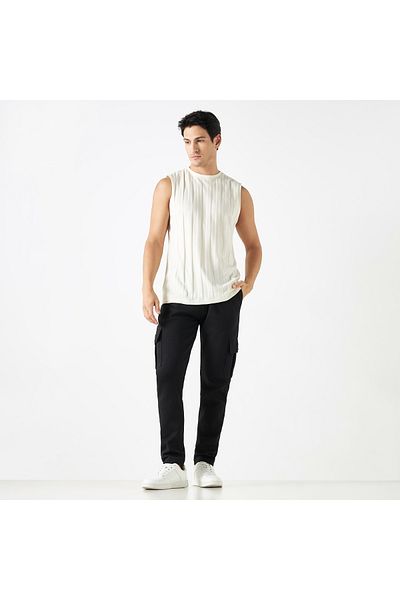 Iconic Solid Cargo Pants with Elasticated Waistband and Pockets
