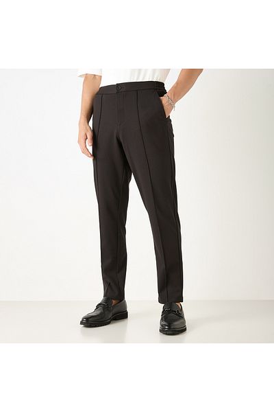 Iconic Solid Slim Fit Trousers with Pockets