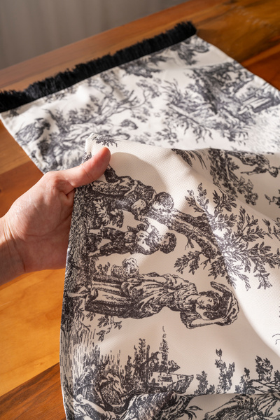 Alseko Concept Siyah Püsküllü, İngiliz Köylüler Desen 40x140cm Runner