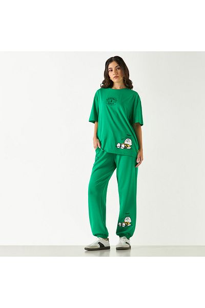 SP Characters Snoopy Embroidered Joggers with Drawstring Waistband and Pockets