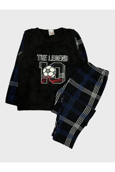 Fil Kids Set de pijamale de iarnă din lână pentru băiat, albastru închis, cu ...