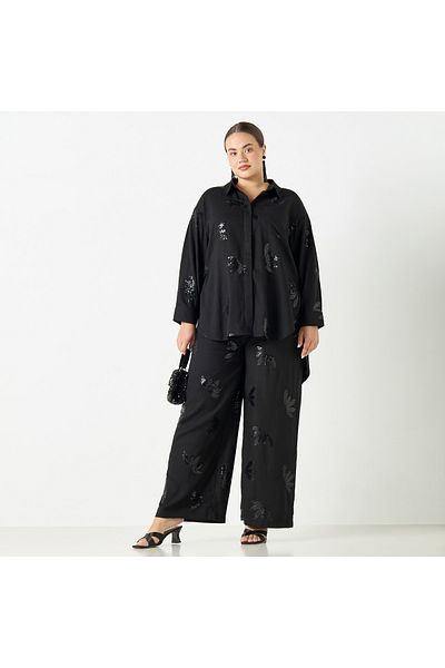 Ulla Popken Plus Size Ulla Popken Embellished Pants with Pockets